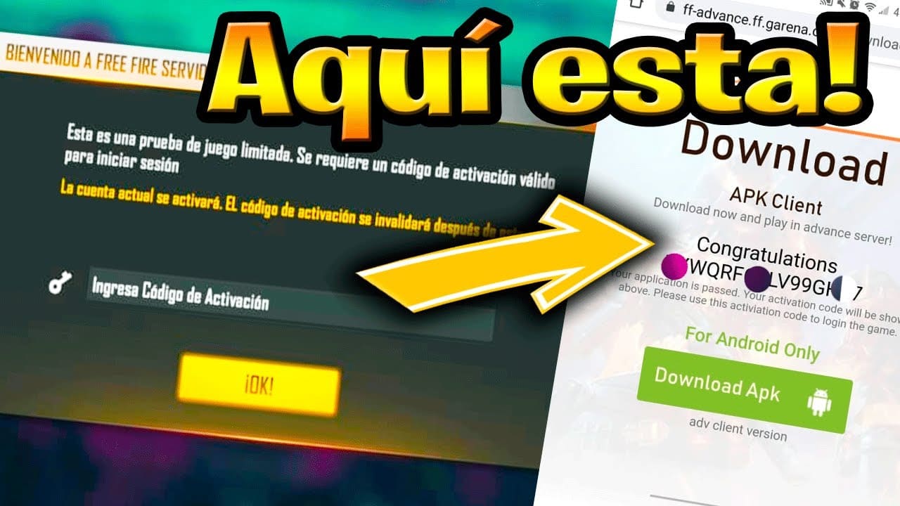 ¿Cuál es el código de activación del servidor avanzado de Free Fire?